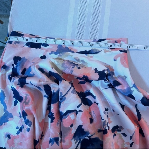 Vintage floral skirt blue pink white stretchy spring skirt Easter skirt medium - Picture 3 of 10
